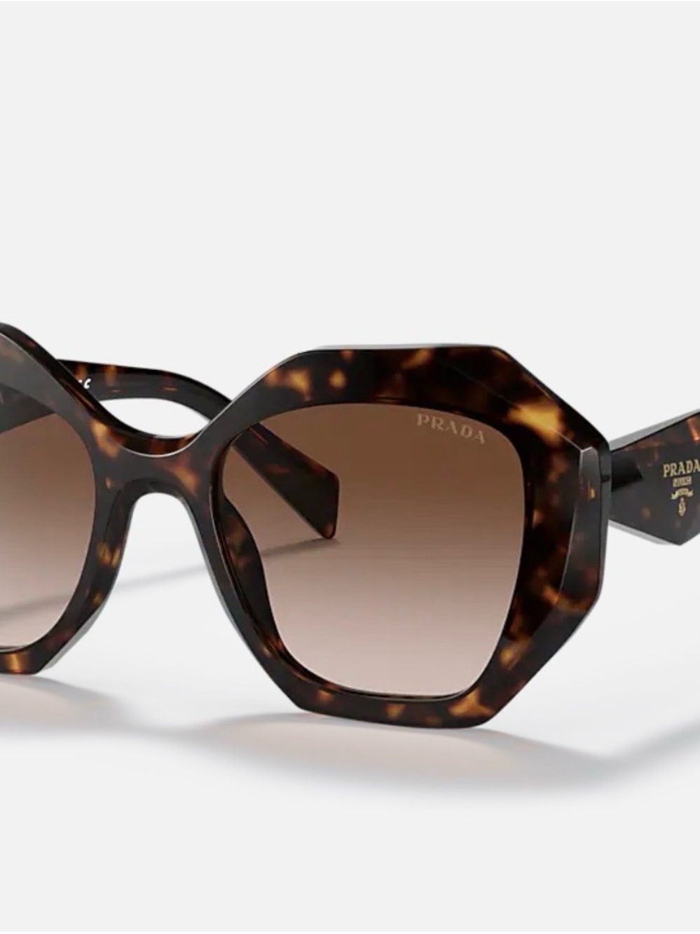 Prada Tortoiseshell Geometric Sunglasses with Brown Gradient Lenses